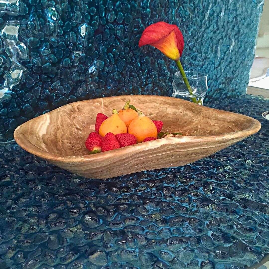 Schale Design aus Marmor, dekorative und praktische Platte für Kerzen, Obst oder als eleganter Organizer im Eingangsbereich