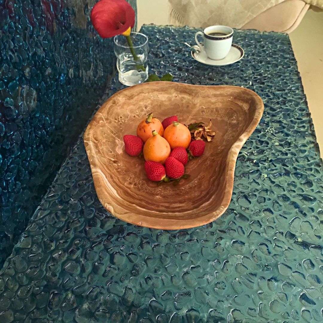 Exklusive Deko Schüssel aus Onyx, modernes Design, perfekt als dekoratives Centerpiece und multifunktionaler Alltagshelfer