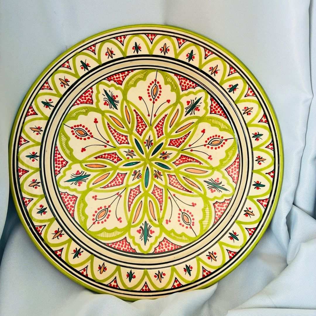 Piatto in ceramica marocchina grande 35 cm – decorazione da parete boho