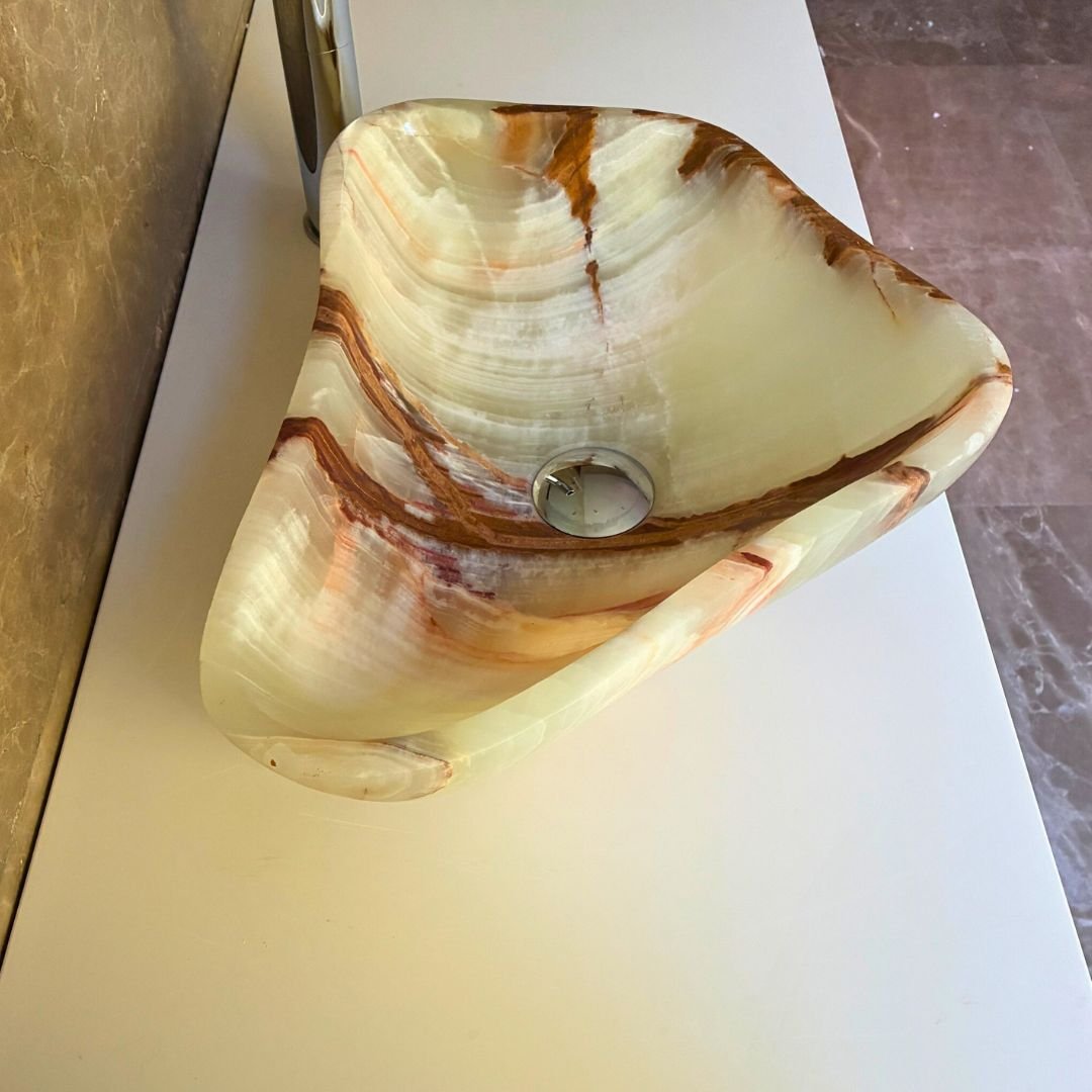 Lavamanos ligero de diseño contemporáneo en ónix verde