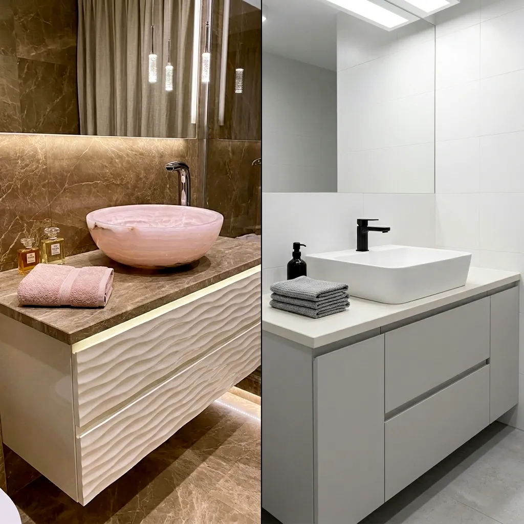 Ventajas y desventajas de lavabos de piedra natural y piedra artificial.