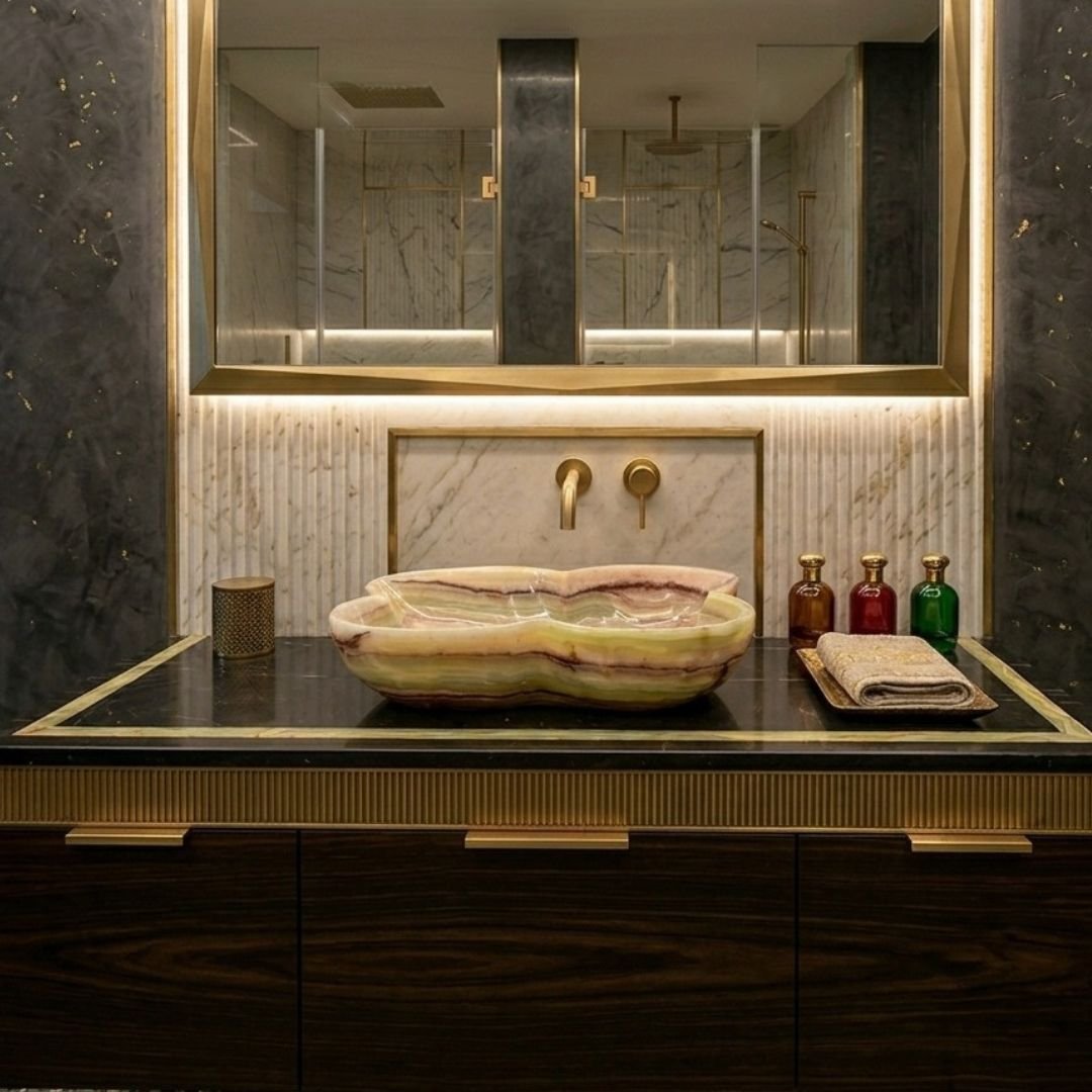 Luksusowa umywalka z onyksu naturalnego do łazienki z eleganckim designem