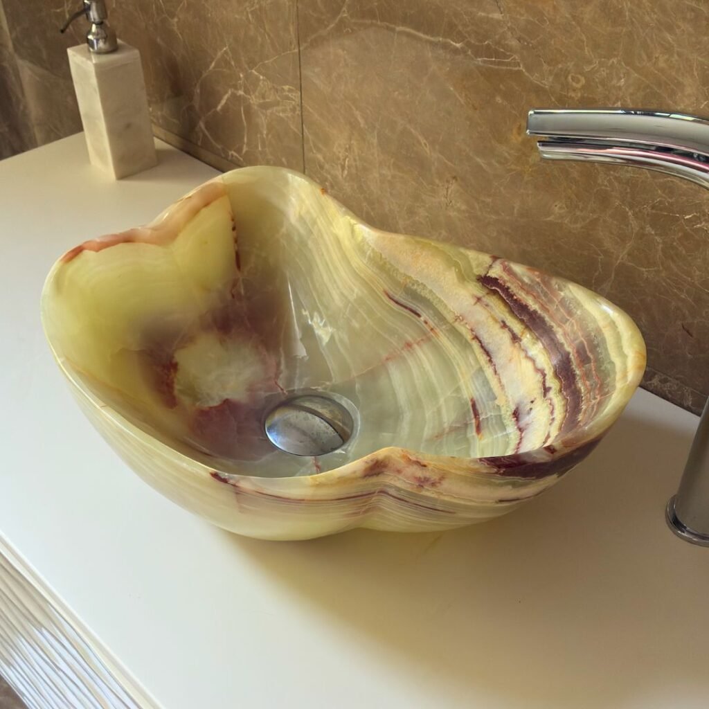 Umywalka z kamienia naturalnego 40cm do łazienki na blat