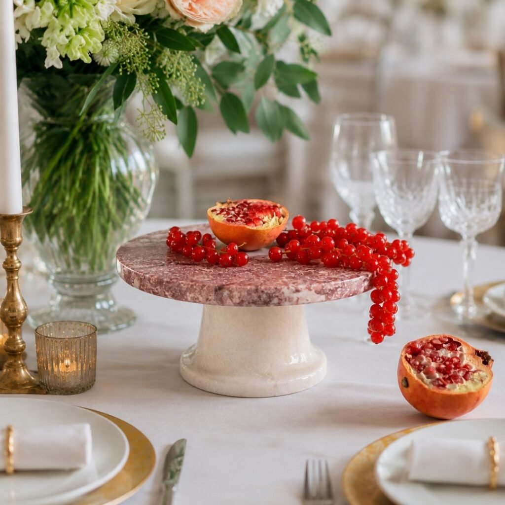 Alzata per dolci in marmo rosso ideale per torte e pasticceria